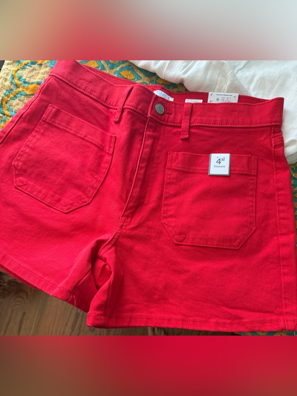 NWTs Time & True 4" Inseam Red High-Rise Shorts-10 and beige top-8/10 to match